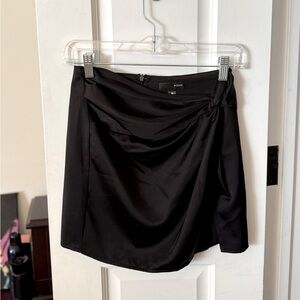 Aqua black wrap satin mini skirt with slit #miniskirt